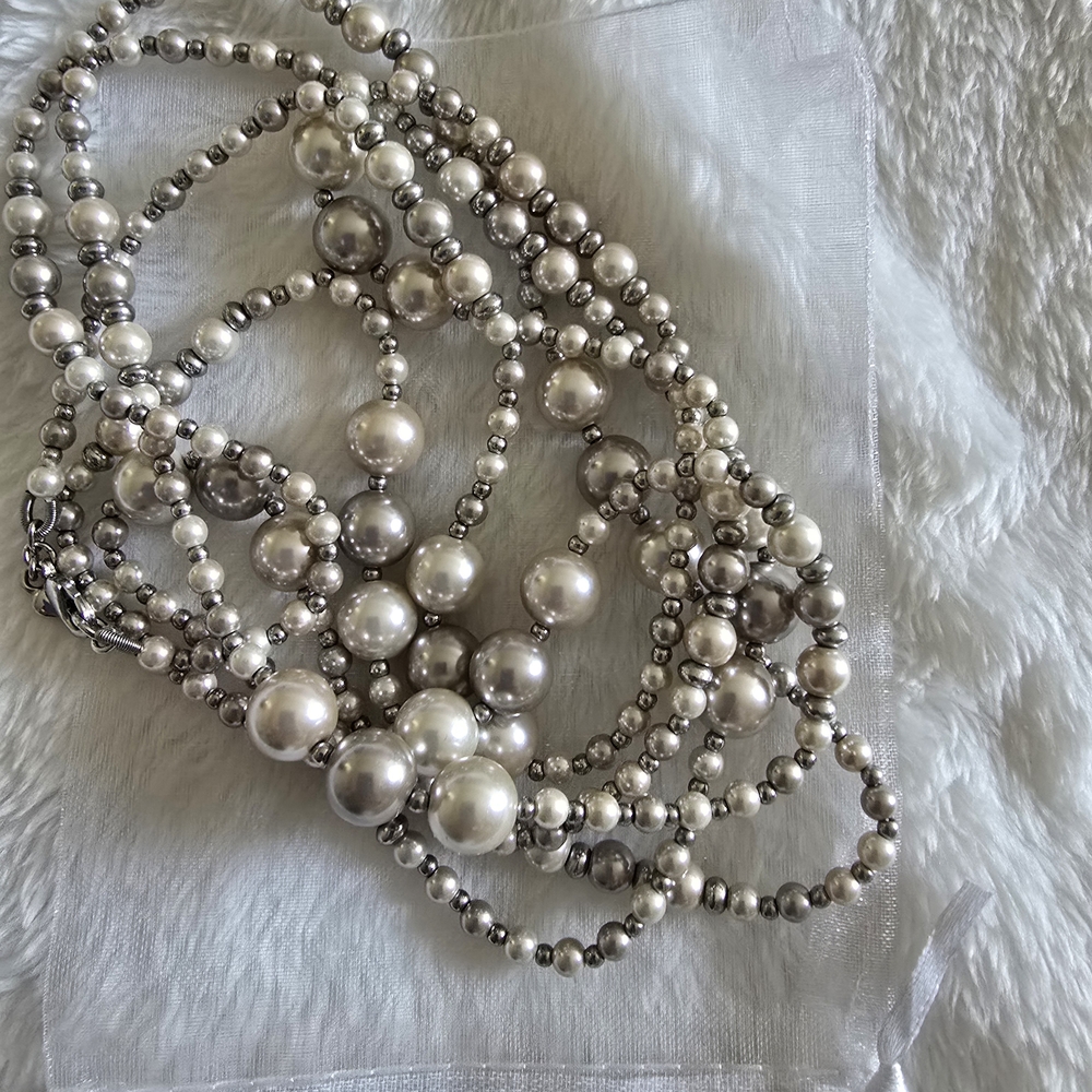 Elegant Silver Pearl Necklace
